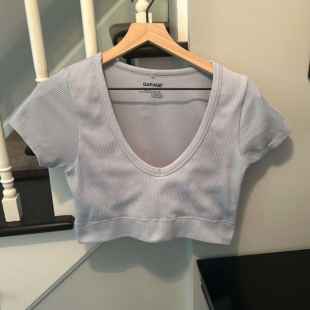 Garage Top, Deep V-Neck, light blue